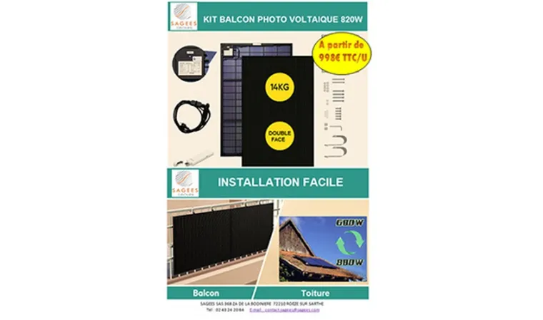 KIT BALCON PV 820W, Martinique, SAGEES